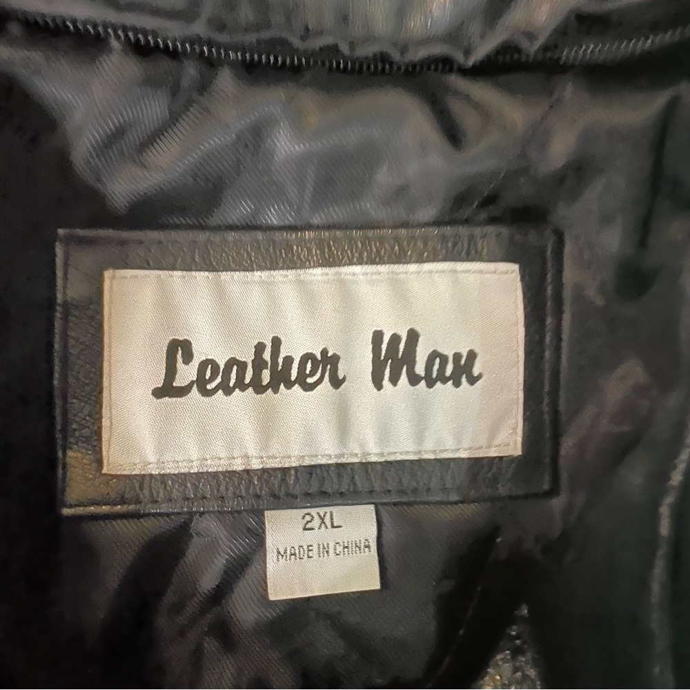 Leathers Mans Leather Jacket 2x Black Zipper Jacket Inner Pocket EUC Vintage - Picture 2 of 7